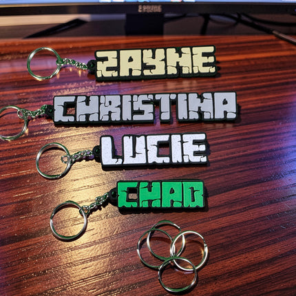 Personalized 3D Printed Minecraft Keychain | Custom Name Minecraft Key Ring