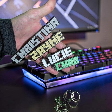 Personalized 3D Printed Minecraft Keychain | Custom Name Minecraft Key Ring