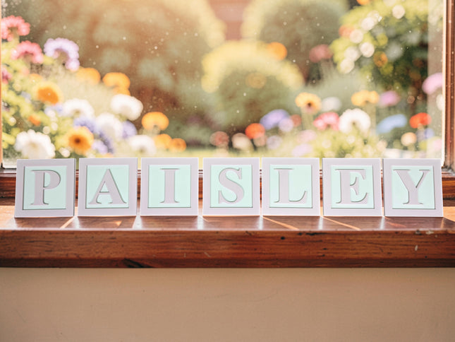 4" Personalized ABC Block Name Plates | 3D Printed Nursery, Classroom, Playroom Decor