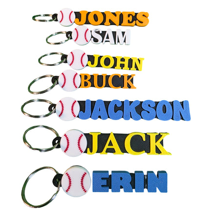 Personalized 3D Printed Baseball Keychain | Custom Name Sports Bag Tag.