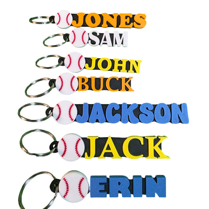 Personalized 3D Printed Baseball Keychain | Custom Name Sports Bag Tag.