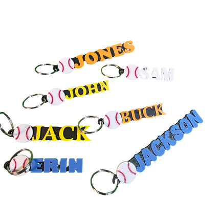 Personalized 3D Printed Baseball Keychain | Custom Name Sports Bag Tag.