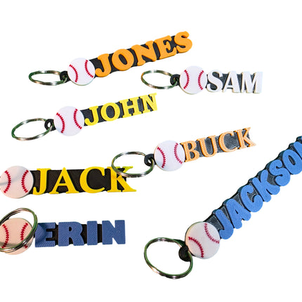 Personalized 3D Printed Baseball Keychain | Custom Name Sports Bag Tag.