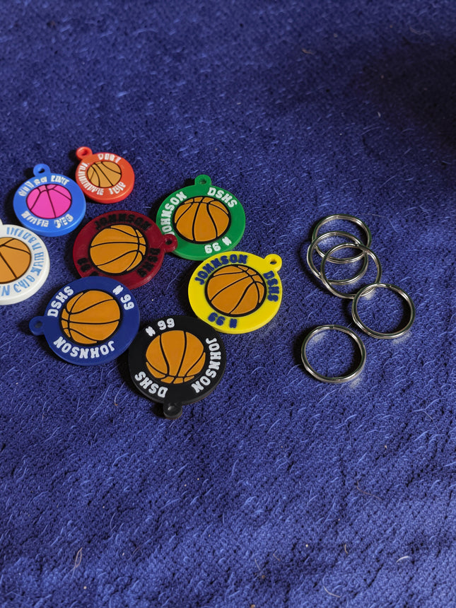 Personalized 3D Printed Basketball Keychain | Custom Name Sports Bag Tag Charm