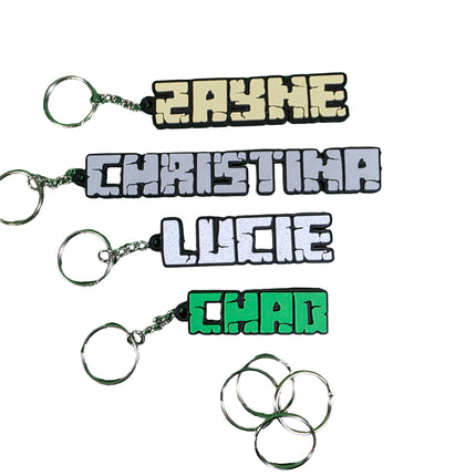 Personalized 3D Printed Minecraft Keychain | Custom Name Minecraft Key Ring