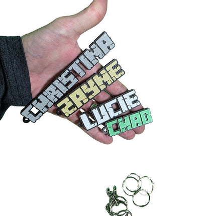 Personalized 3D Printed Minecraft Keychain | Custom Name Minecraft Key Ring