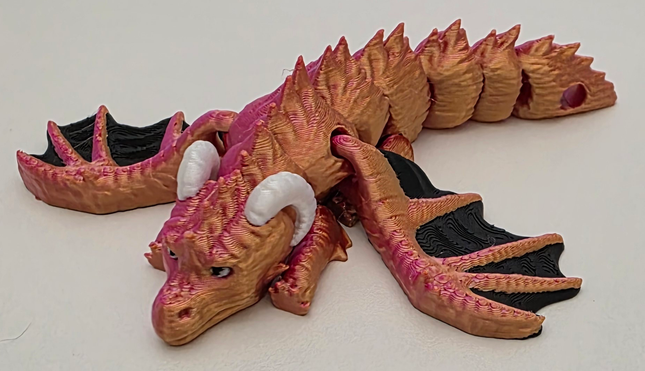3D Printed Articulating Dragon Keychain | PLA Filament Flexi Fidget Toy