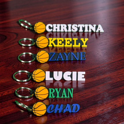 Personalized 3D Printed Basketball Keychain | Custom Name Sports Bag Tag