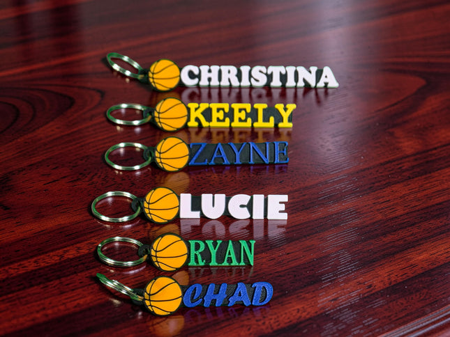 Personalized 3D Printed Basketball Keychain | Custom Name Sports Bag Tag