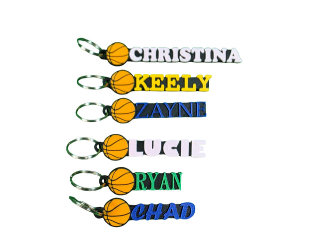 Personalized 3D Printed Basketball Keychain | Custom Name Sports Bag Tag