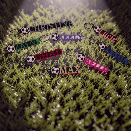 Personalized 3D Printed Soccer Keychain | Custom Name Sports Bag Tag